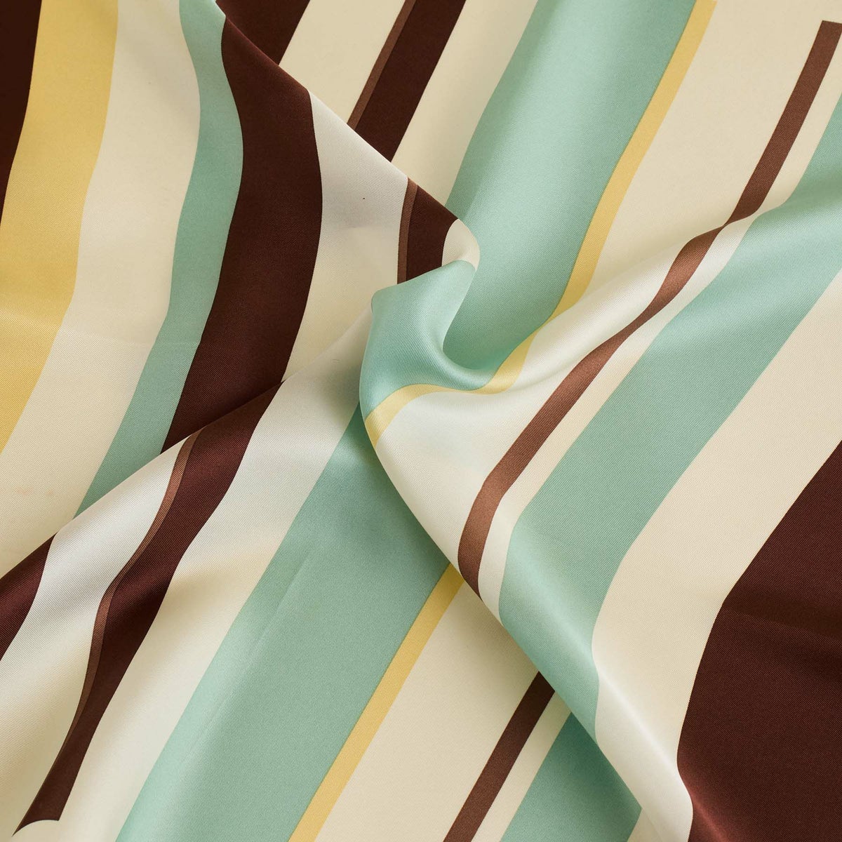  ランダムストライプスカーフ＜ブラウン＞　シルク100%　日本製