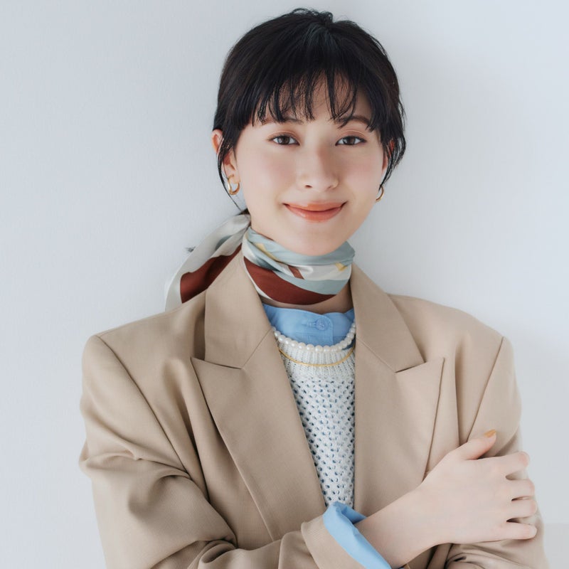  ランダムストライプスカーフ＜ブラウン＞　シルク100%　日本製