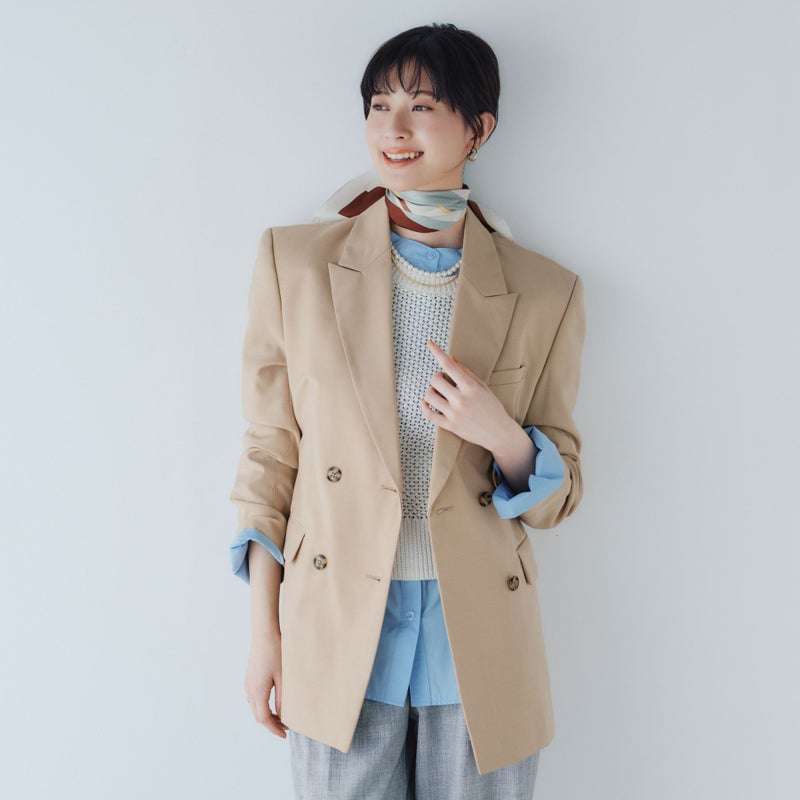  ランダムストライプスカーフ＜ブラウン＞　シルク100%　日本製