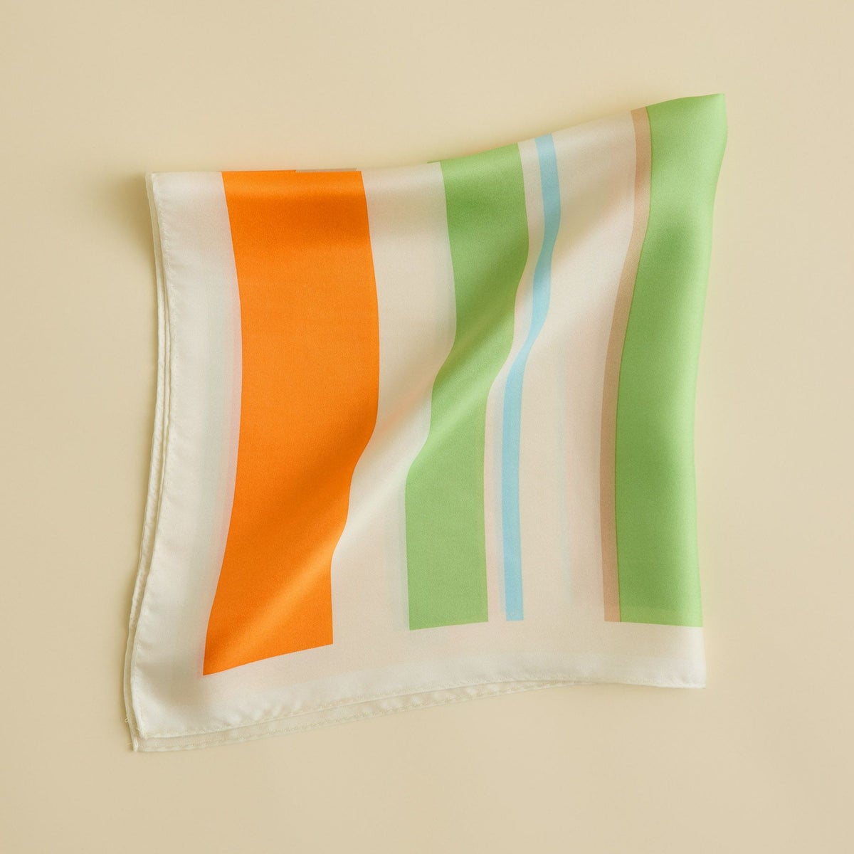  ランダムストライプスカーフ＜オレンジ＞　シルク100%　日本製