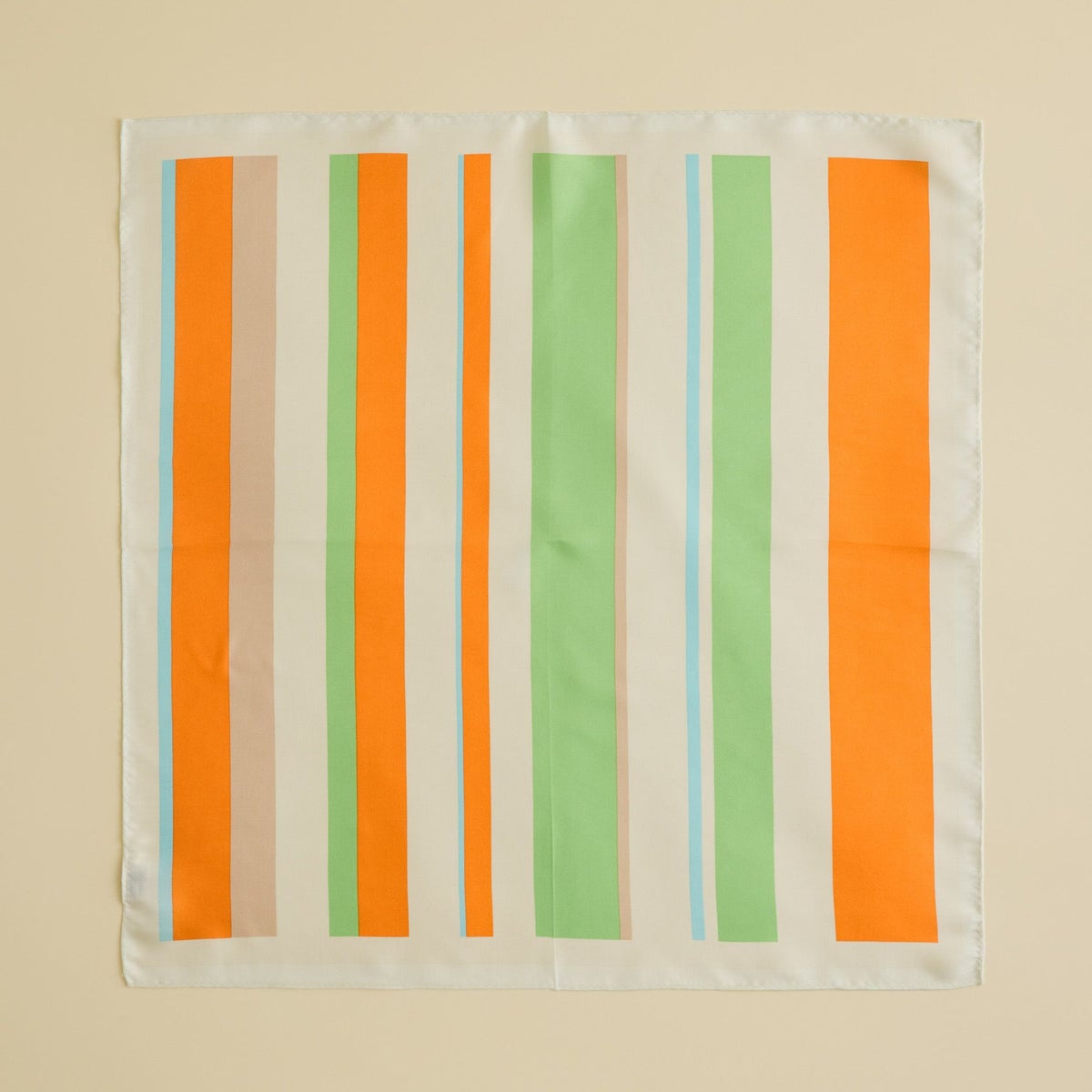 ランダムストライプスカーフ＜オレンジ＞　シルク100%　日本製