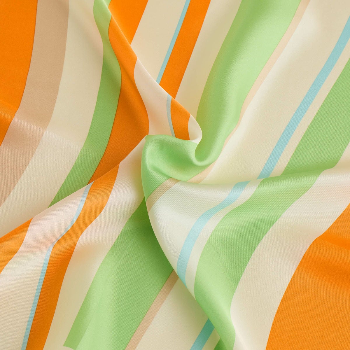  ランダムストライプスカーフ＜オレンジ＞　シルク100%　日本製