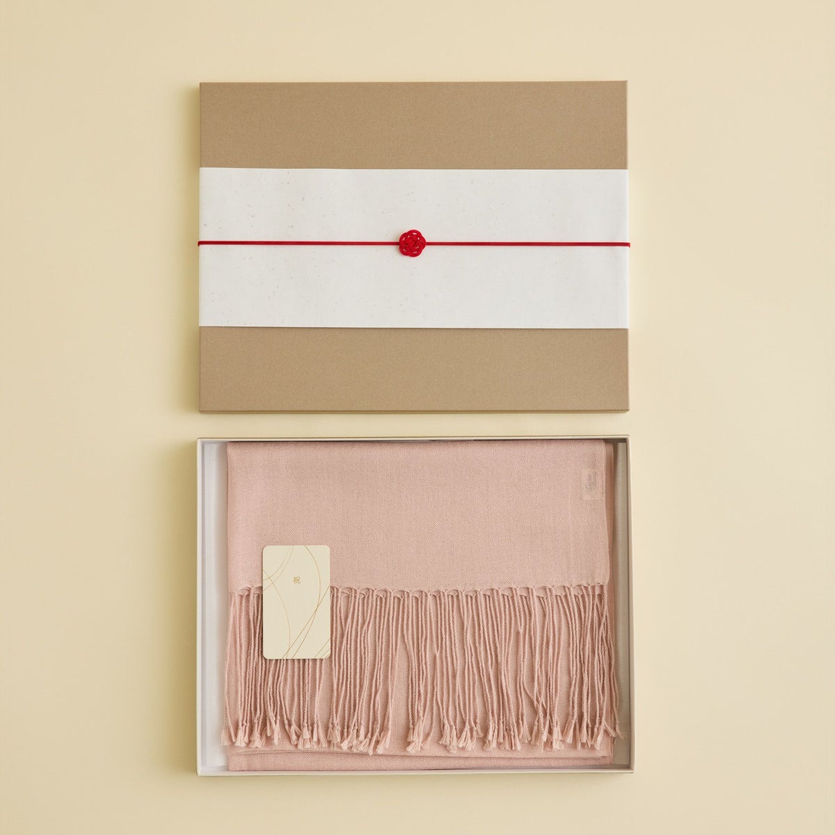 長寿祝いギフトセットのシルクカシミヤストール　ピンク