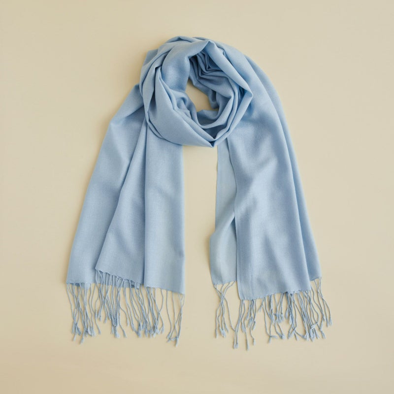 長寿祝いギフトセットのシルクカシミヤストール　ブルー