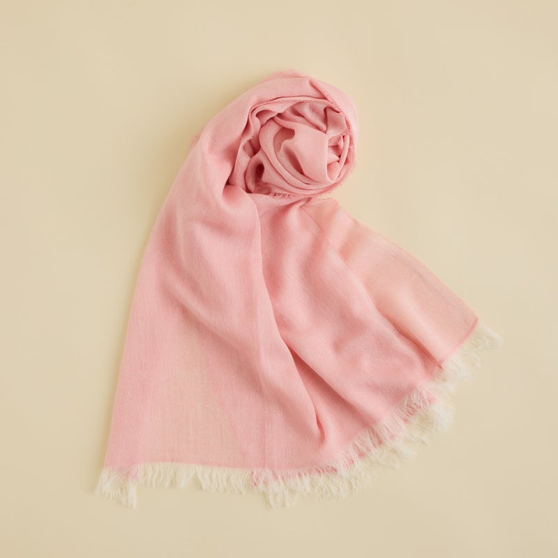 イタリア製シャンブレーソフトストールのさくらピンクの写真