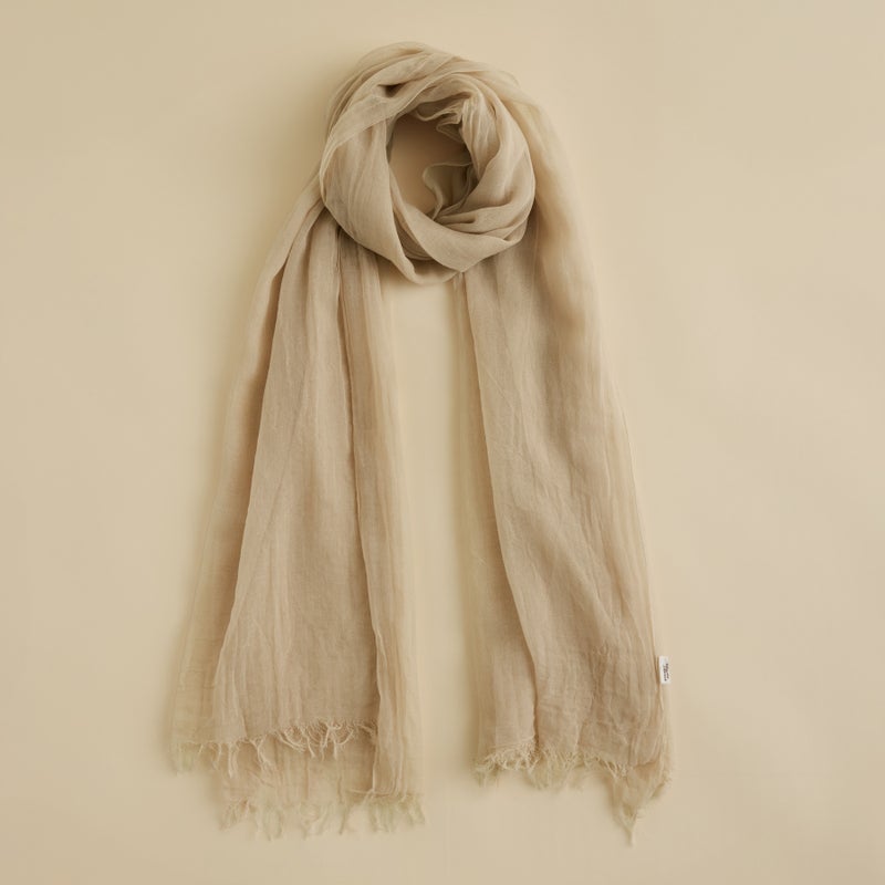 日本製 エアリーコットン大判ストールのベージュの画像