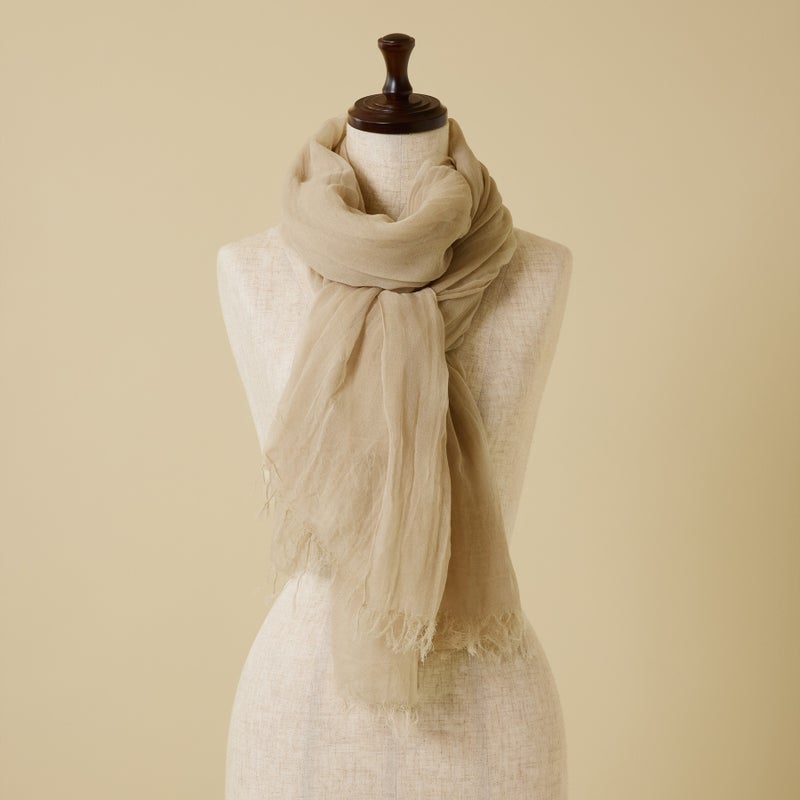 日本製 エアリーコットン大判ストールのベージュの画像
