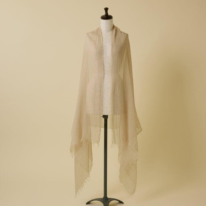 日本製 エアリーコットン大判ストールのベージュの画像