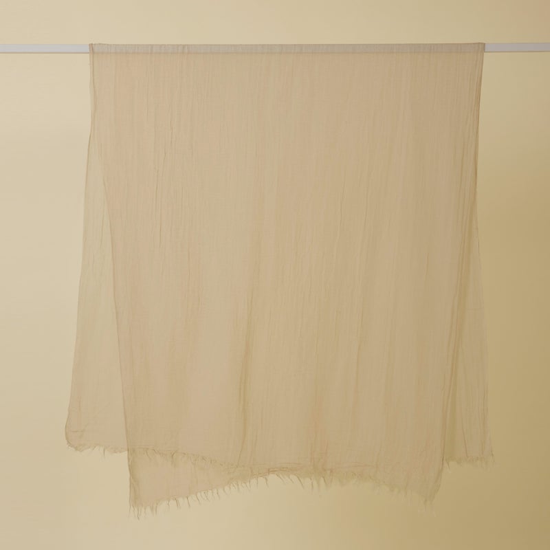 日本製 エアリーコットン大判ストールのベージュの画像
