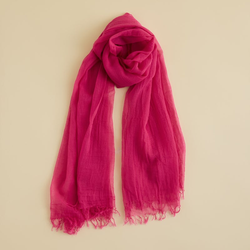 日本製のエアリーコットン大判ストール　ピンクの画像