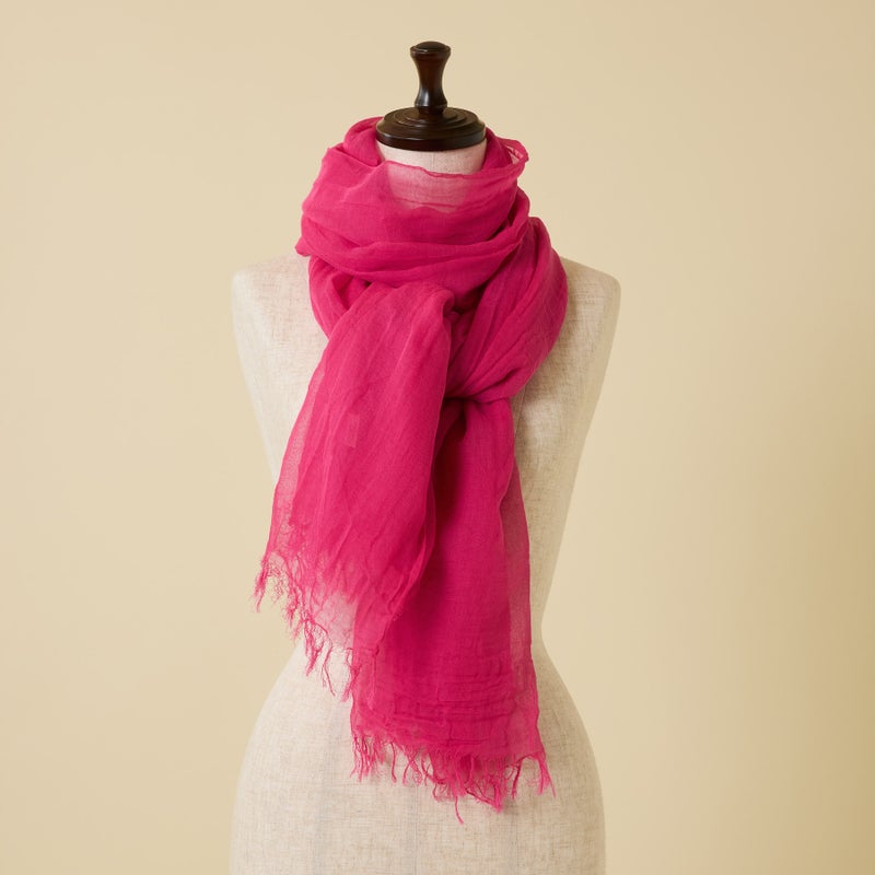 日本製のエアリーコットン大判ストール　ピンクの画像