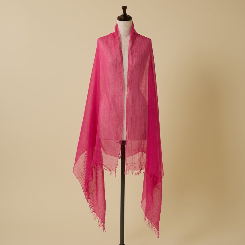 日本製のエアリーコットン大判ストール　ピンクの画像