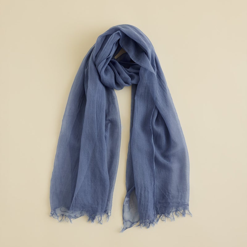 日本製 エアリーコットン大判ストールのブルーの画像