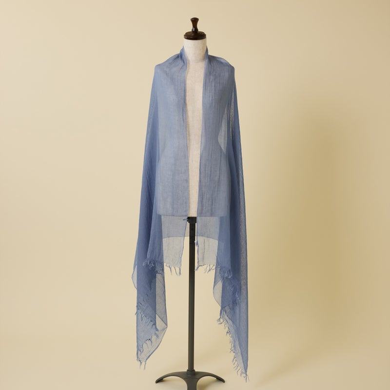 日本製 エアリーコットン大判ストールのブルーの画像