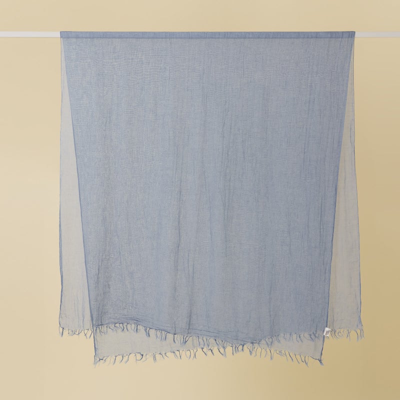 日本製 エアリーコットン大判ストールのブルーの画像