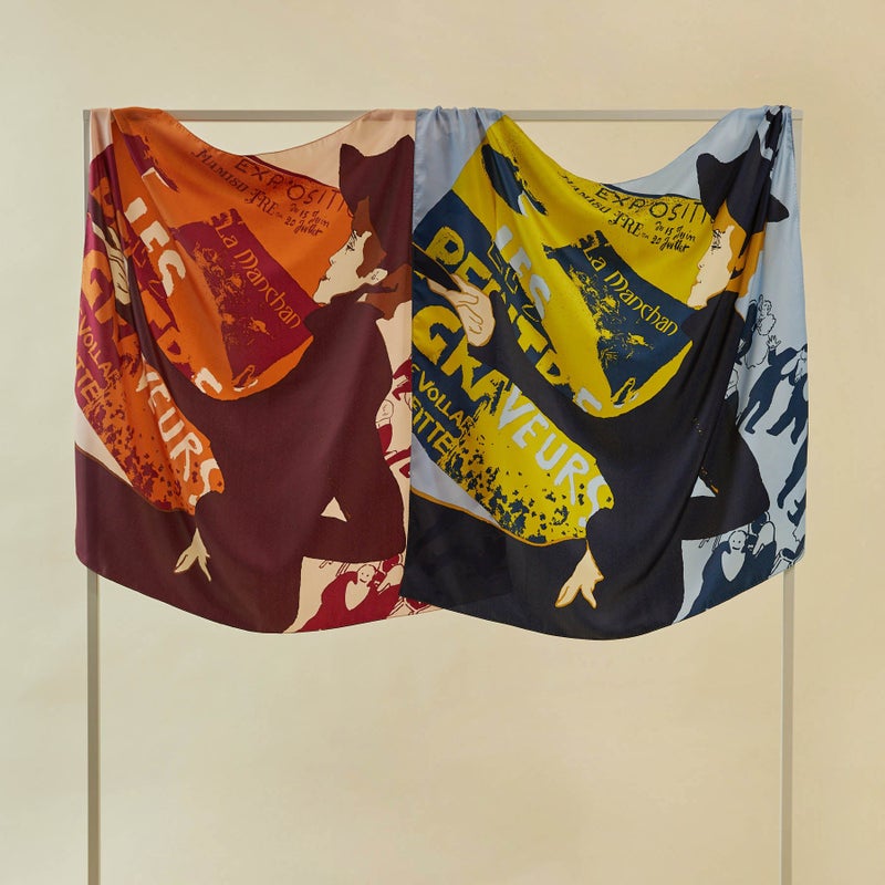 シルク100％ロートレックLady大判スカーフ